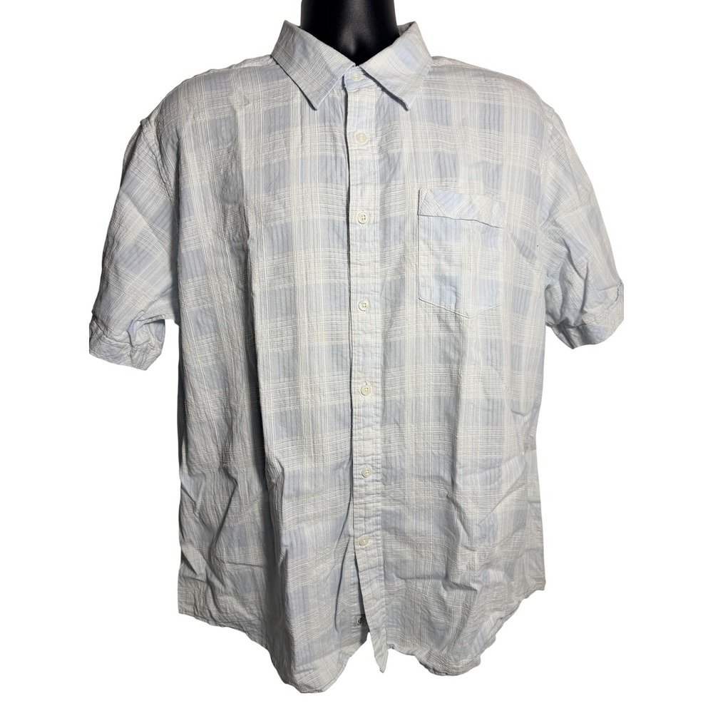 James Campbell Shirt Mens 2XL Blue Plaid Short Sleeve Button Up Lightweight Soft
